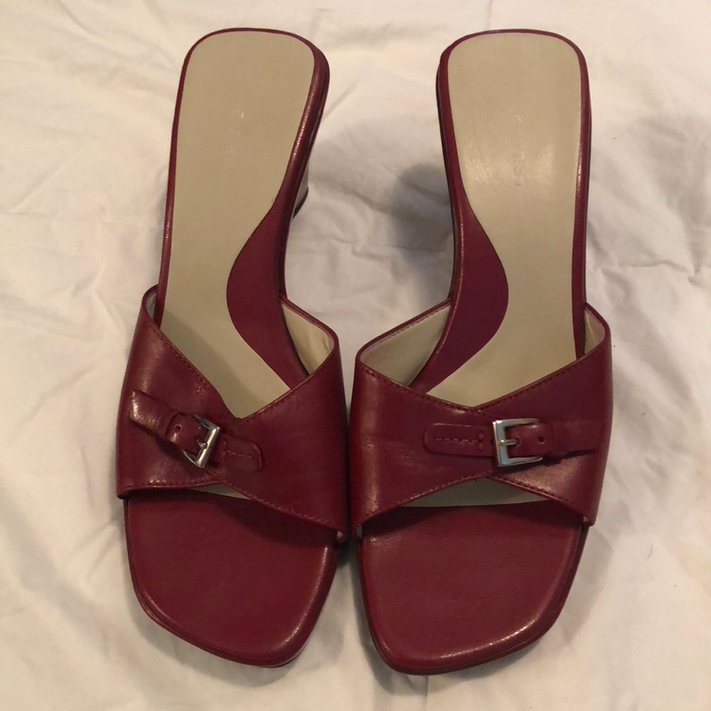Red leather sandals